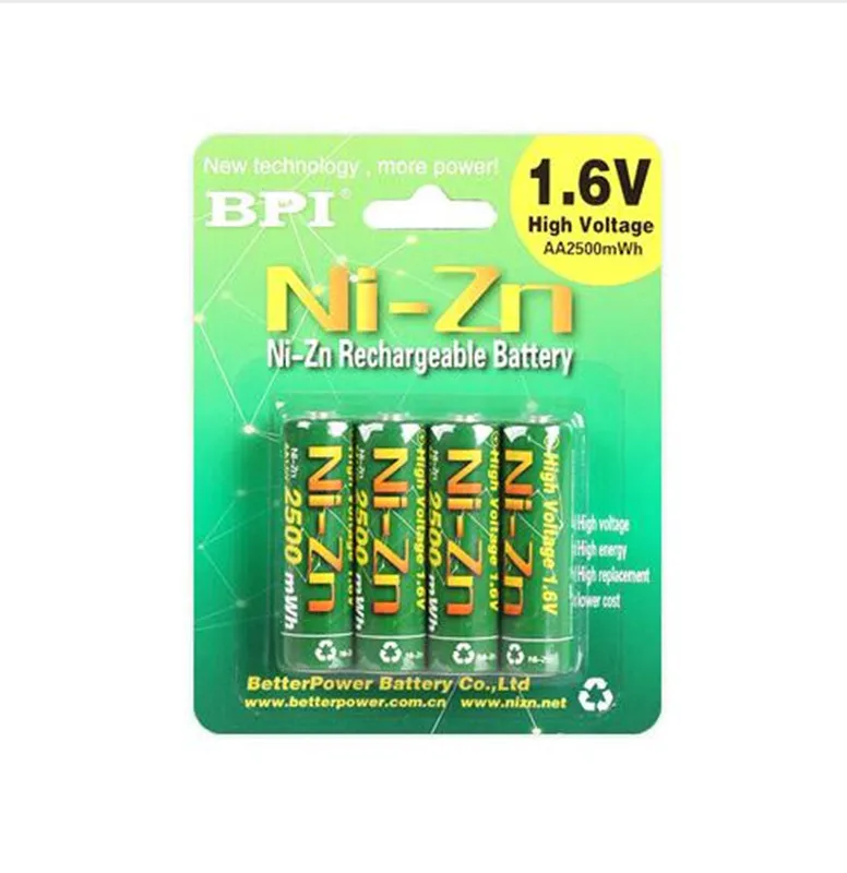 4 шт. NiZn Ni-Zn 1,6 в AA 2500mWh аккумуляторная батарея+ NiZn умное зарядное устройство, гораздо мощнее и прочнее, чем Ni-MH батарея