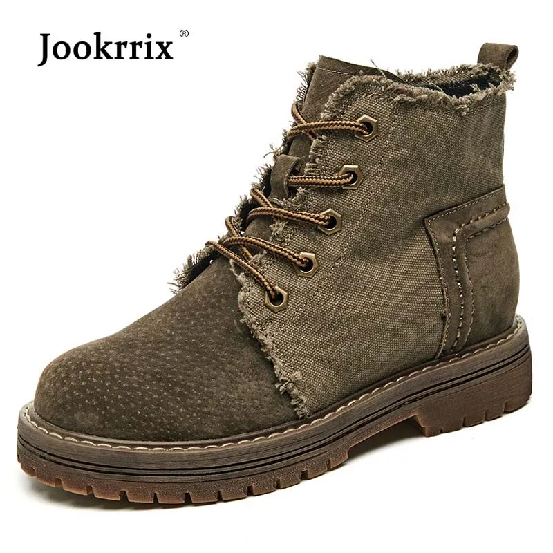 

Jookrrix Shoes Women Fashion Martin Boots Real Leather Lady chaussure Autumn Female footware Cross-tied Ankle Boots botas mujer