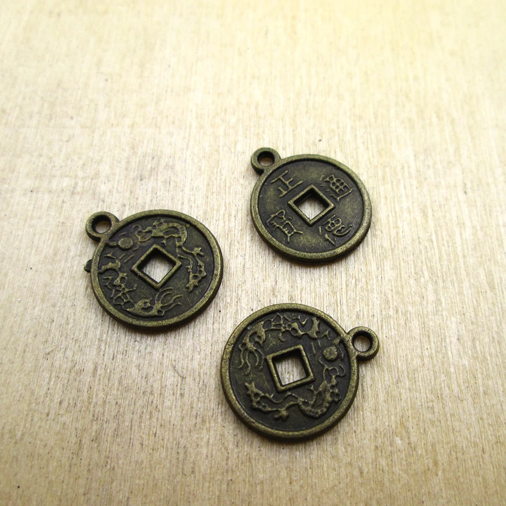 25 шт.-17*14 мм китайские древние монеты Zheng Tong счастливые монеты для богатства и здоровья автомобиля кулон счастливый DIY Подвеска под бронзу, старину