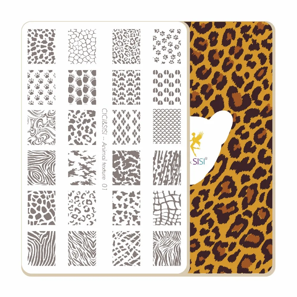 

CICI&SISI Nail Art Stamping Plates Stamping Stamp Template Accessories Animal texture 01-04