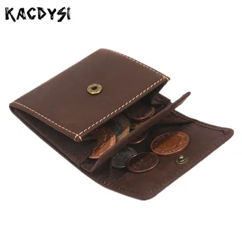

Nature Cow Leather Retro Small Unisex Wallets Men Coin Purse Man Money Pocket Mini Vintage Women Coins Pouch Cowhide Storage Bag
