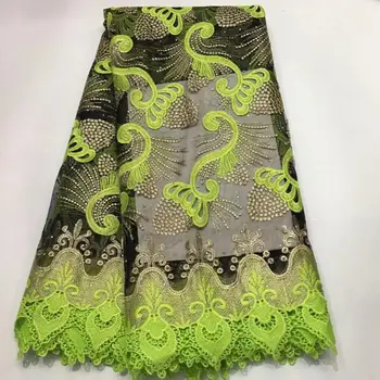 

Newest Applique Milk Silk African Lace Fabric High Quality French Lace Fabric Nigerian Tulle Lace Fabric For Wedding Dress green