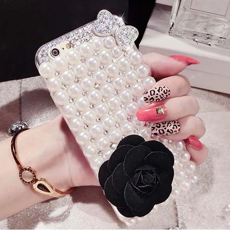 Роскошный чехол для Samsung S10 S20 S9 S8Plus Note 9 8 10 (жемчуг с бантом)|case cover|cover forcover covers |