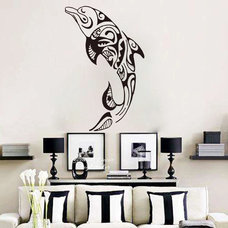 Cute Dolphin Wall Sticker Sofa  Bed Cartoon Sea Ocean Fish Animal Wall Decal Nautical Vinyl,DIY Easy Removable wallpaper poster (2)