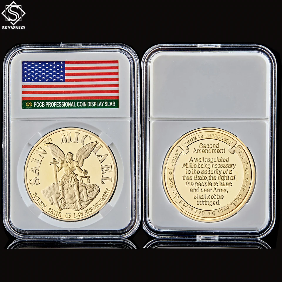 

American Guardian The Prayer Archangel Saint Michael Patron Saint of Law Enforcement Gold Coin W/ Luxury Coin Box