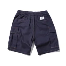 Лето Осень мужские короткие Стиль карманные Короткие брюки повседневные однотонные Классический прямой крой брюки плюс размер L625