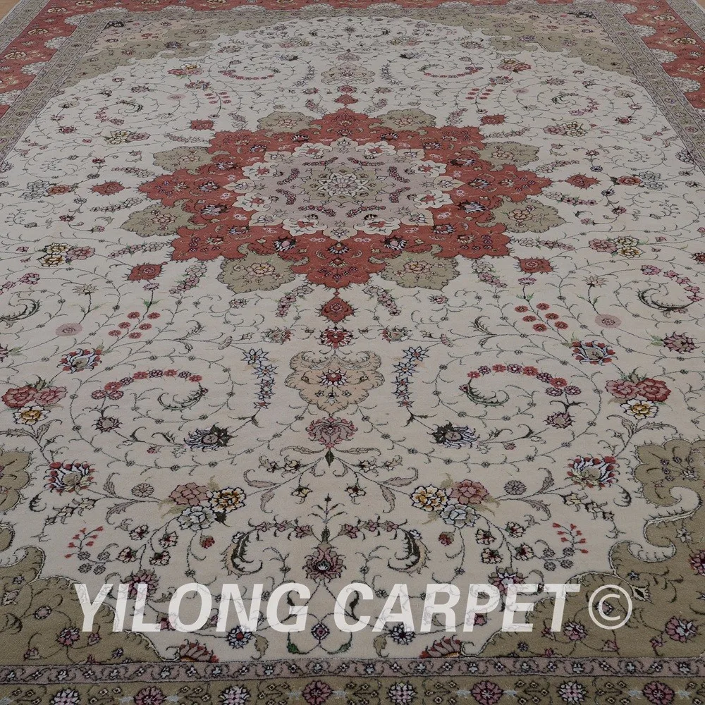 Yilong 10'x14 'Персидского традиционные восточные ковры шерсти бежевый изысканный шерсть области ковер скидка (1491)