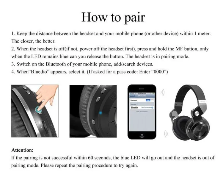 Bests Bluetooth Headset 100% Original Bluedio T2 Head Phones Rotating Folding Wireless Mp3 Player Stereo Headphones Noise Canceling Earphones (1)