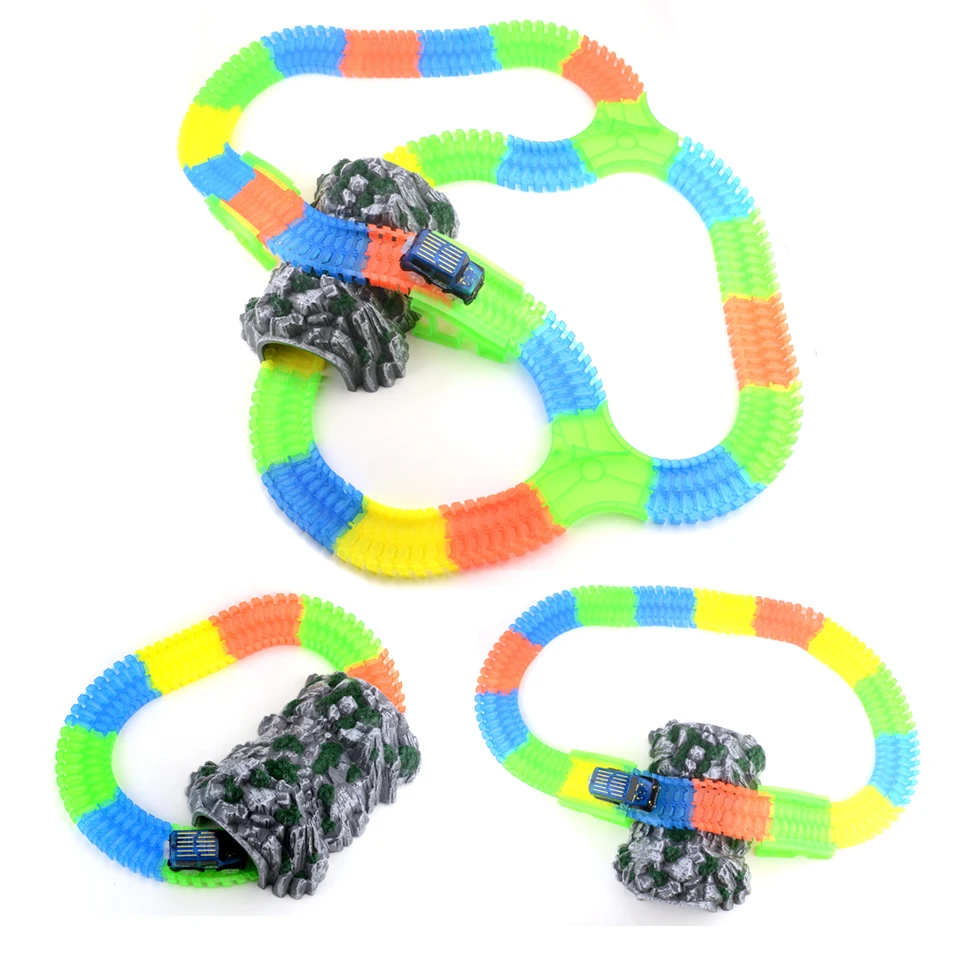 

Glowing Plastic Tracks With LED Light Up Electronics Car Toy Glow Race Track Set Toys For Children Boy Birthday Gift