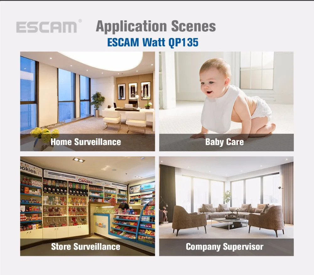 NEW ESCAM Watt QP135 Bulb Type Panoramic WIFI IP Camera H.264 1.3MP Two Way Audio Motion Detection Support 128G TF Card (22)