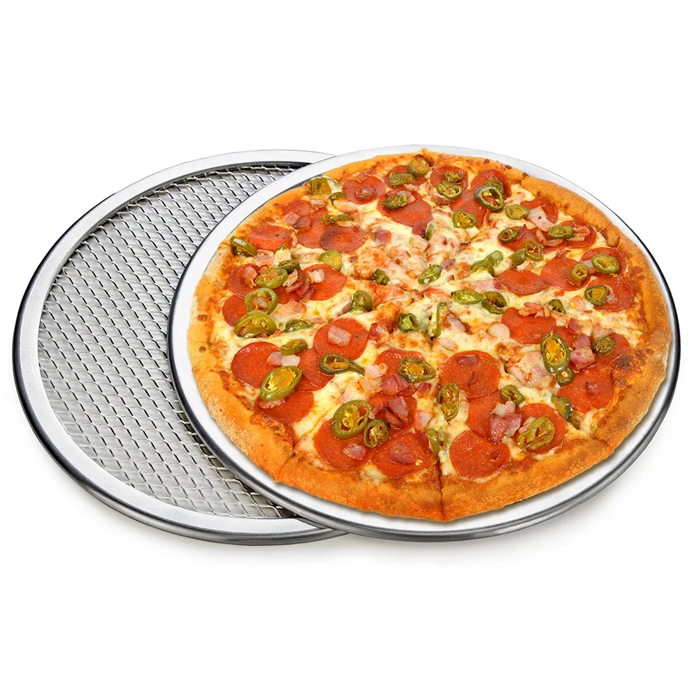 

22" Non-Stick Aluminum Pizza Mesh Screen Pasta Baking Tray Net Pizza Holder Bakeware for Household Pizza Shop