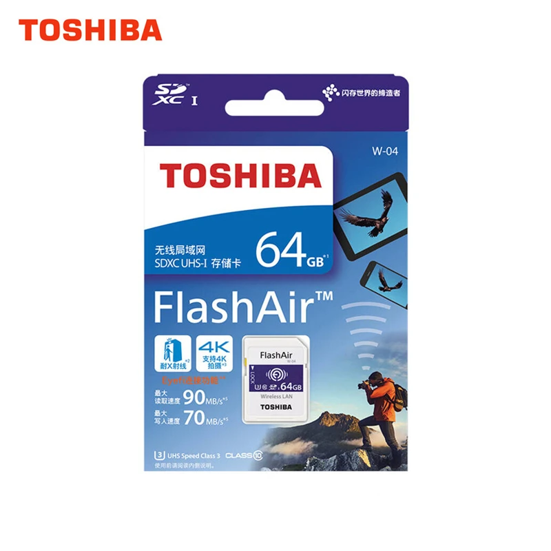 Флеш-карта памяти TOSHIBA 32 ГБ, Wi-Fi, SD карта 90 МБ/с./с, Беспроводная Карта памяти SDHC, Tarjeta, sd, wifi, карта SD для цифровой камеры, фото
