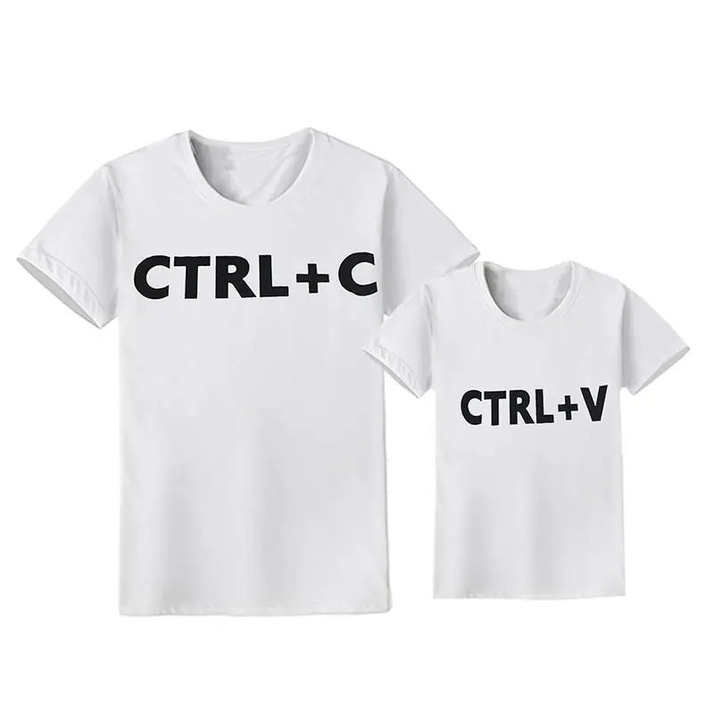 Папа и мне подходит для Отца и Сына футболки CTRL C+ CTRL V футболки с принтом близнецов Семейные наряды рубашки подходит для Отца и Сына одежда