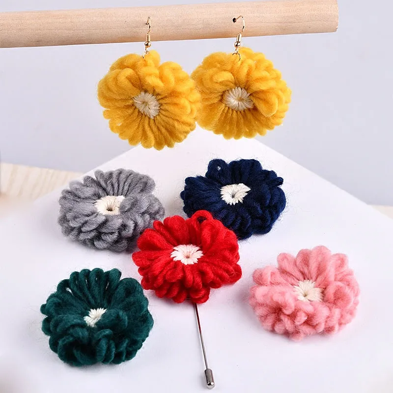 

Trendy Hadmade Cotton Thread Sunflower Button Patch Stickers Floral Hair Jewelry Bow Center Ornament Clips headband Elastic Band