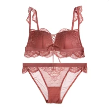 Наборы бюстгальтер+ трусы, кружевной бюстгальтер и стринги, комплект нижнего белья с поясом, бандажный бюстгальтер, тонкий хлопковый подклад, беспроводное винтажное женское белье