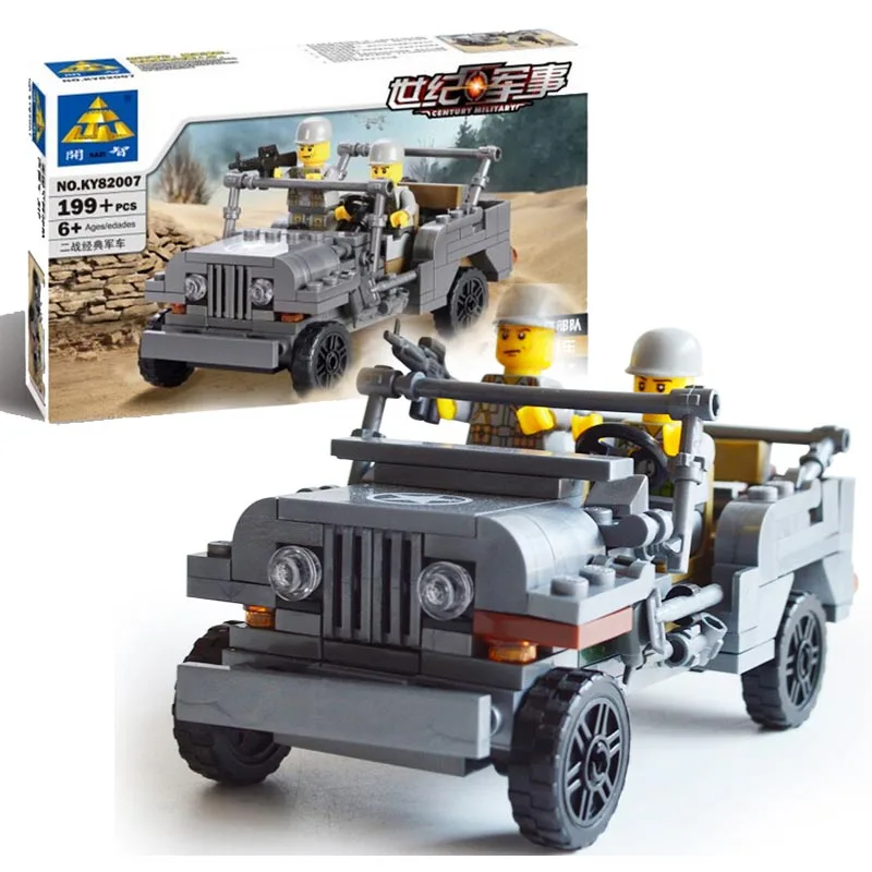 Military Army 1707 Battlefield Jeep Car Plane 3D Model DIY Building Blocks Toy 