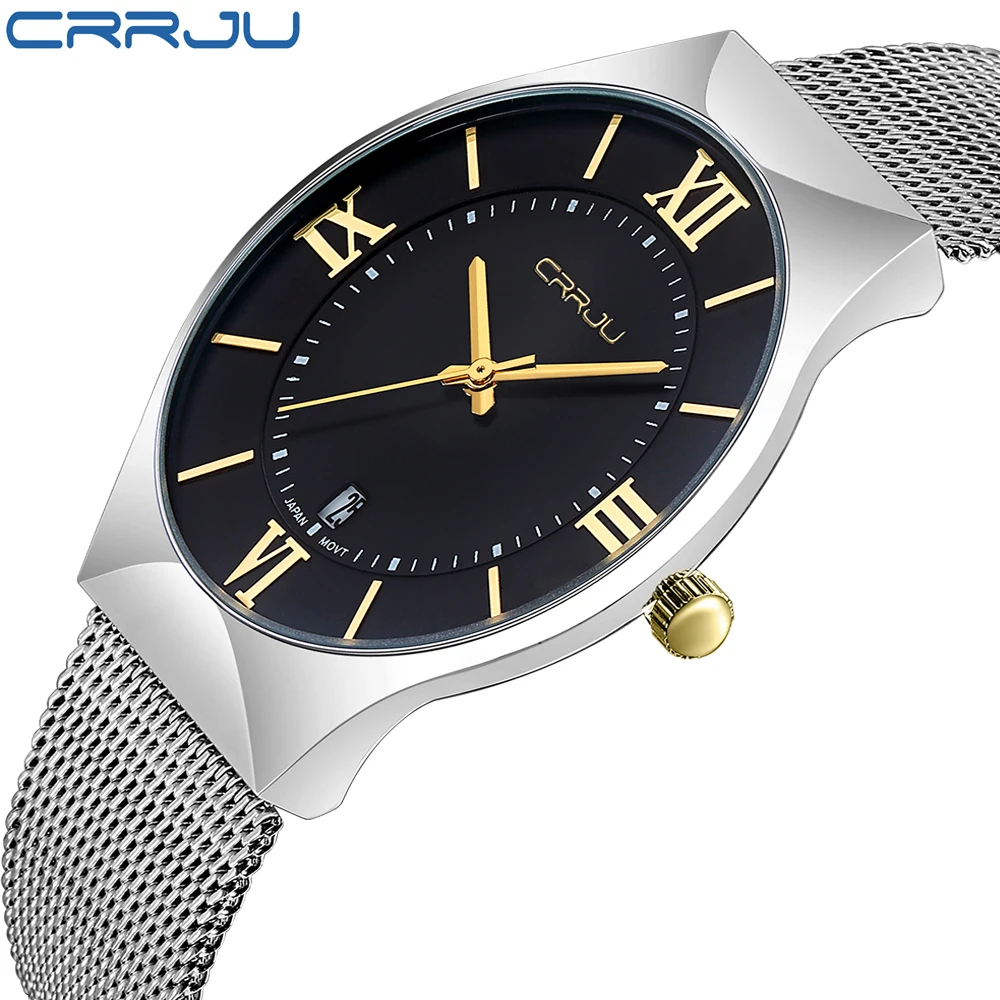 CRRJU High Quality Fashion Simple Mens Watches Stainless Steel font b Quartz b font Watch Men