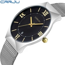 CRRJU High Quality Fashion Simple Mens Watches Stainless Steel Quartz Watch Men’s Tops Luxury Alloy Gifts Wristwtach 2016 Clock