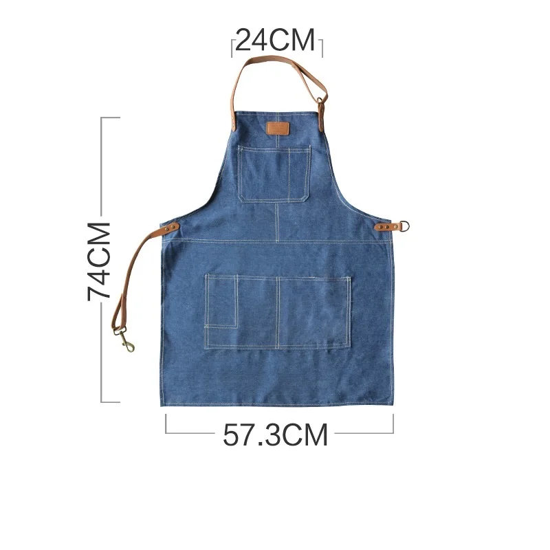 Hot Japanese style Denim Apron for Chef Kitchen Cooking BBQ Kitchen Apron For Woman man Adjustable Pocket Chef Works bib smock