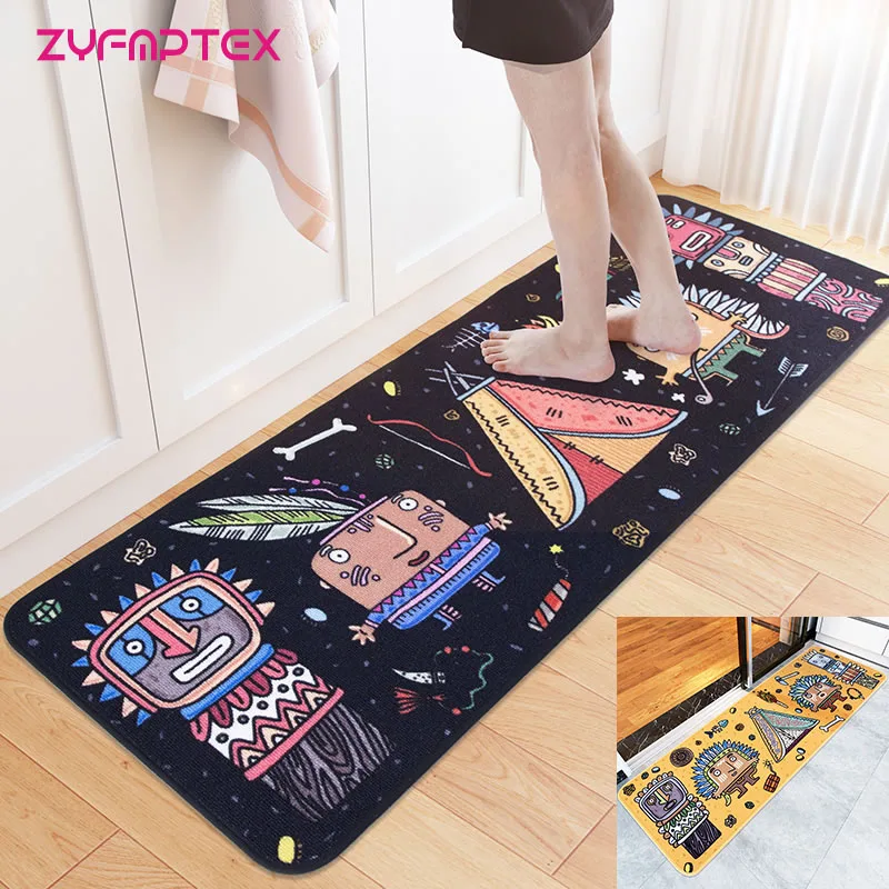 

ZYFMPTEX Cartoon Print Doormat Rugs Kitchen Carpet Anti Slip Long Protective Floor Mats Pvc Mat for Waterproof Kitchen Carpet