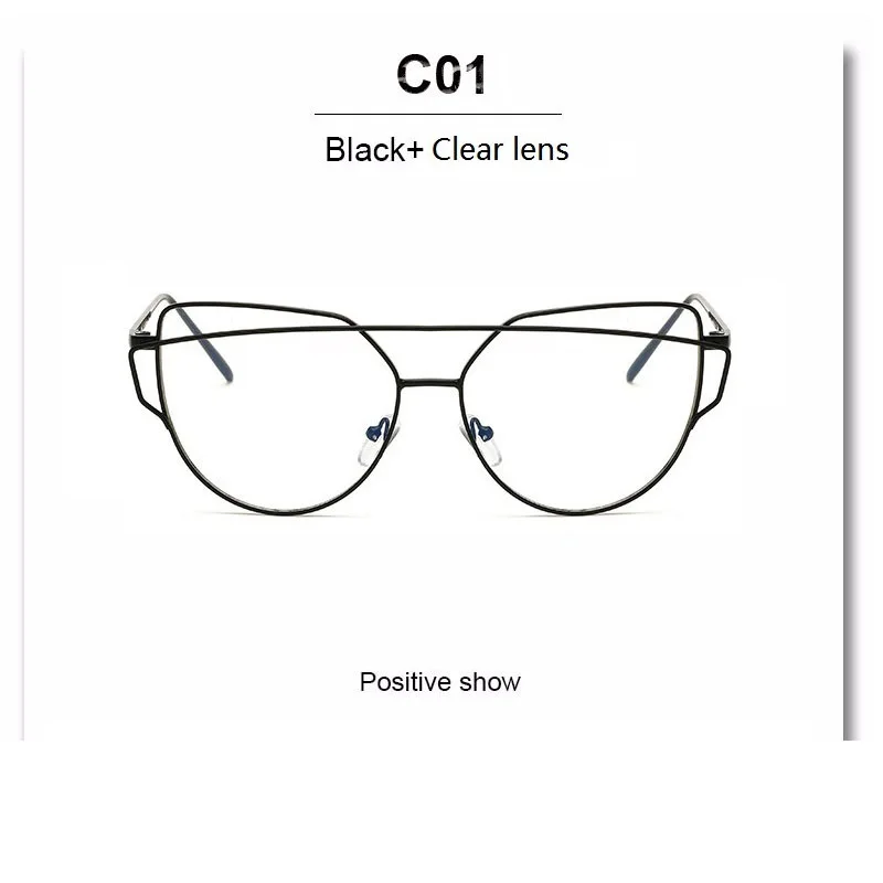 Хит, новейшая оправа для очков в стиле кошачьи глаза, женские брендовые дизайнерские очки с двумя лучами, металлическая оправа для очков, прозрачные модные очки, Прямая поставка - Цвет оправы: A771 black