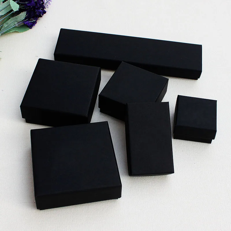 Черная упаковочная коробка для ювелирных изделий Кольцо ожерелье кулон браслет черная коробка 100 шт/партия черная крафт-бумага коробка ювелирные изделия Органайзер коробка