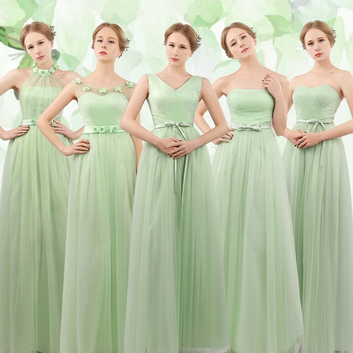 Chicas elegantes damas de honor vestido de alta moda elegante verde menta  2017 de dama de honor vestido de bola de llevar a la boda R3913|mint green  dress|elegant bridesmaidgreen mint dresses -