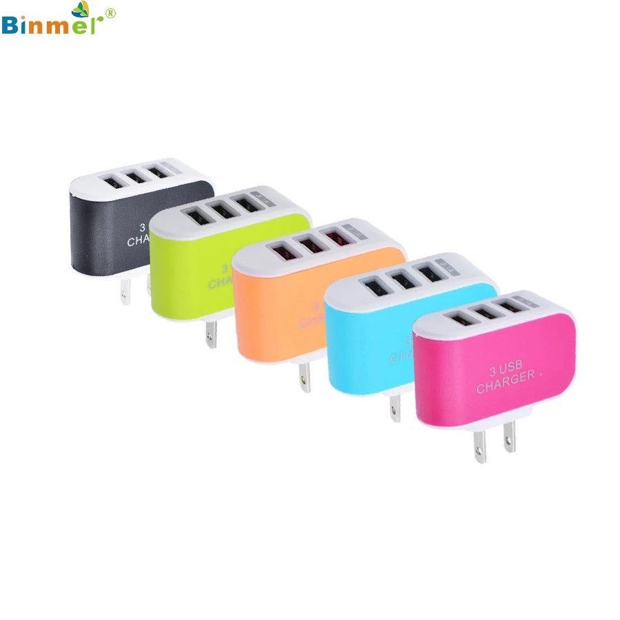 

VOBERRY Fashion 3.1A three USB port wall home travel AC adapter dedicated US standard charger for Samsung for Apple plug charger