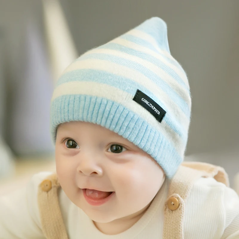 CieiK Newborn Photography Props Soft Baby Hat Warm Children Winter Cap Boys Girls beanie Infant Striped Muts Baby Accessories (17)