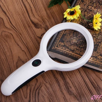 

10X Handheld Magnifier Magnifying Glass Lens Loupe 8 LED Light With Money Detect