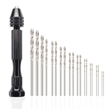 

SHGO HOT-Pin Vise Hand Drill Bits(20Pcs), Micro-Mini Twist Drill Bits Set With Precision Hand Pin Vise Rotary Tools For Wood,