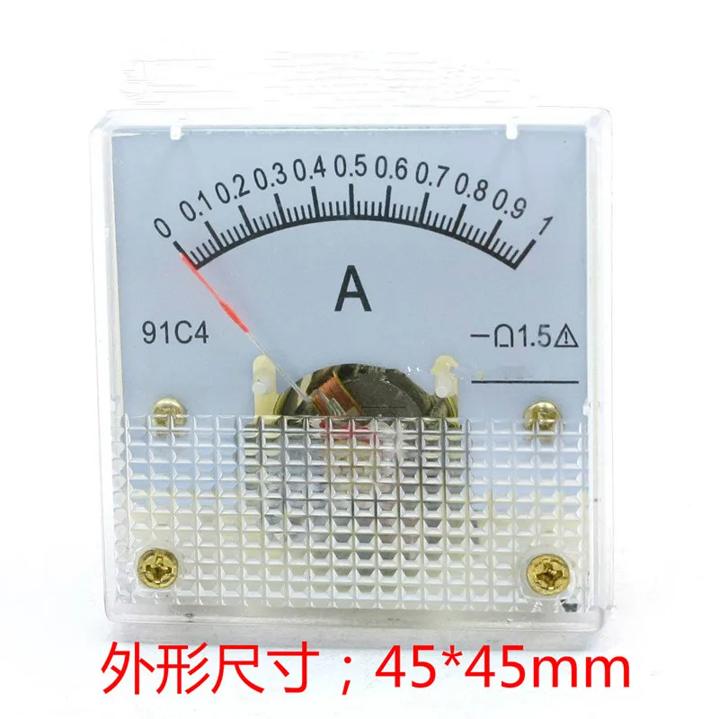 

1PC 91C4 DC 1A 2A 5A 10A/30MA 100mA 500mA Amperemeter Ammeter Current Meter 45x45mm