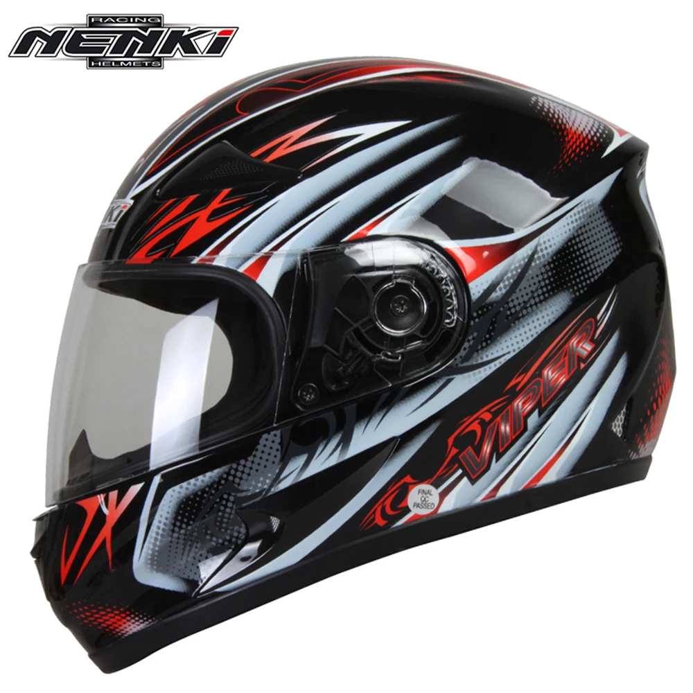 NENKI, черный мотоциклетный шлем, мото, полное лицо, Ретро стиль, скутер, шлемы, мотоциклетный шлем для верховой езды, мужской шлем для мотокросса, Casco Moto - Цвет: Black Red