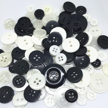 

100g/pack Black and White Mix Assorted Resin Buttons Arts Crafts For Scrapbooking Sewing Embellishments 9-20mm