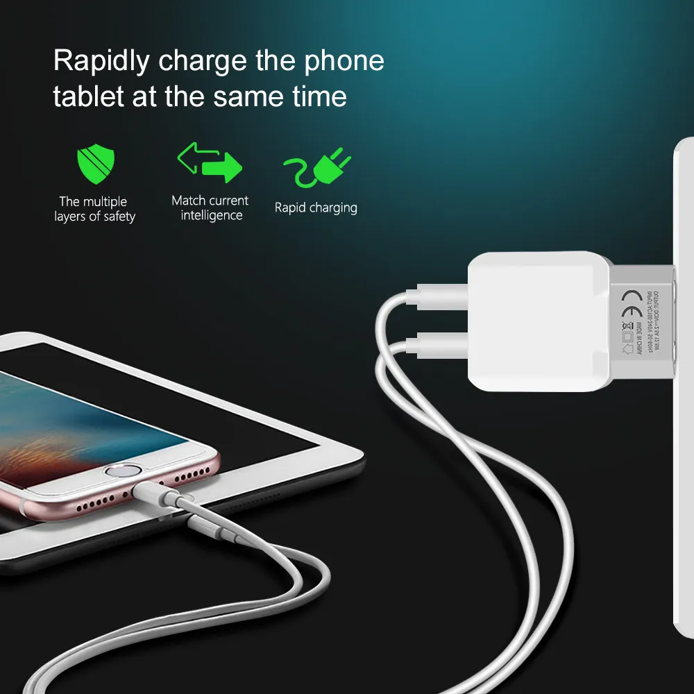 5 V 2.5A Универсальный 2 Порты и разъёмы USB Зарядное устройство смарт-адаптер для путешествий настенное портативная европейская вилка мобильно...