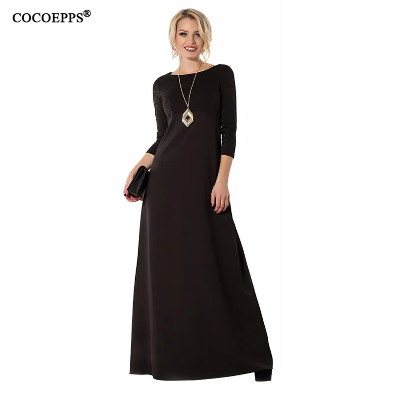 

2019 Autumn Long Sleeve Women Dress Big size Casual Winter Vintage Long Maxi Dress Elegant Party Floor-Length Dress Vestidos 4XL