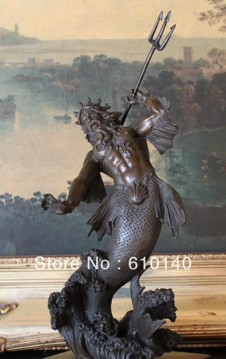 Atlantis Poseidon Neptune Mer Dieu Grec Marine Diver Art Bronze Marbre Statue Aliexpress