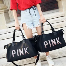 Новая модная женская черная Дорожная сумка с розовыми пайетками, сумка на плечо, женская сумка, переносная сумка на выходные, водонепроницаемая сумка для стирки