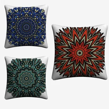 

Mandala Psychedelic Circle Flowers Decorative Cotton Linen Cushion Cover 45x45cm For Sofa Chair Pillowcase Home Decor Almofada
