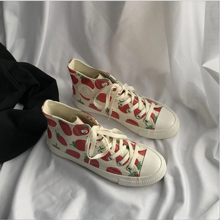 

Shoe 2019 Spring High Strawberry Strap Shoes Women's Shoes Student Korean Wild Shoes 1970s