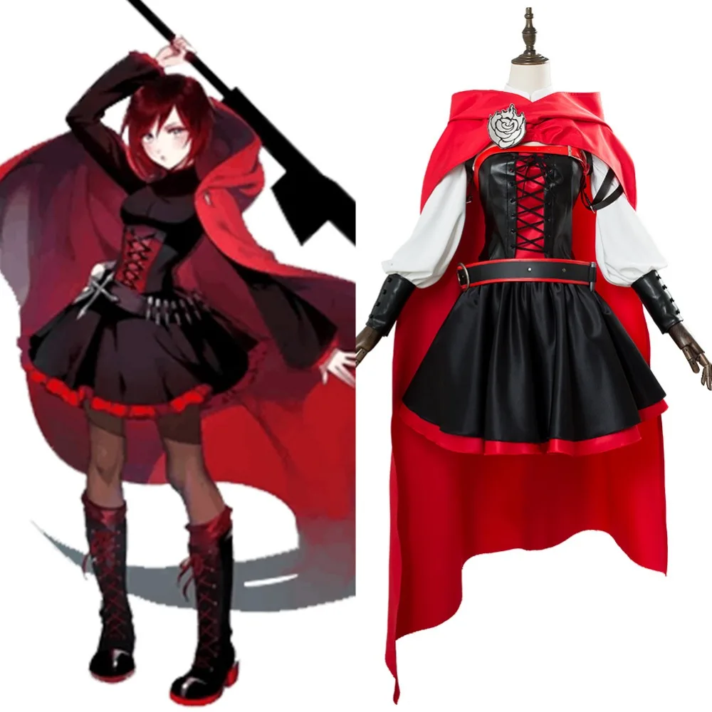 RWBY 3 Season Battler Costume Ruby Rose Cosplay Adutl Women Girls Dress