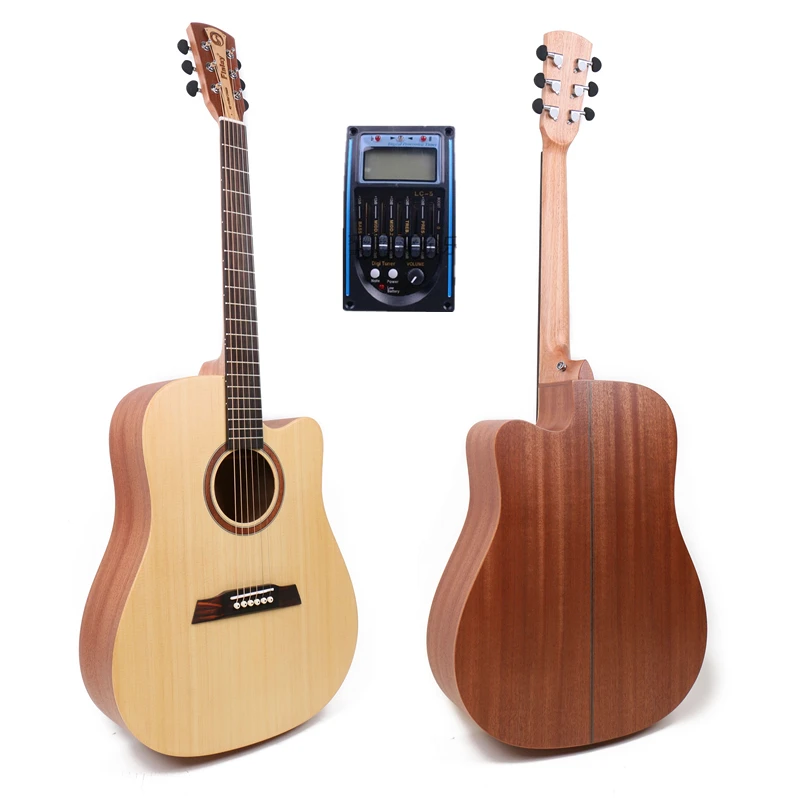 

41" Acoustic Guitar,Solid Spruce Top/Mahogany Body guitarra eletrica With LCD Pickup, guitars china With Hard case, FB-D460C