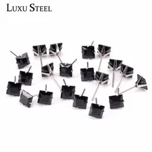 Люксу сталь 10 пар/лот модные серьги-гвоздики блестящая черная квадратная огранка Кубический Цирконий Нержавеющая сталь размеры от 3 мм до 10 мм Серьги