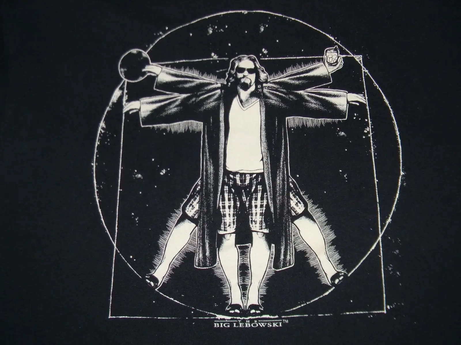 

THE BIG LEBOWSKI vitruvian men's black t shirt Large the dude bowlinger