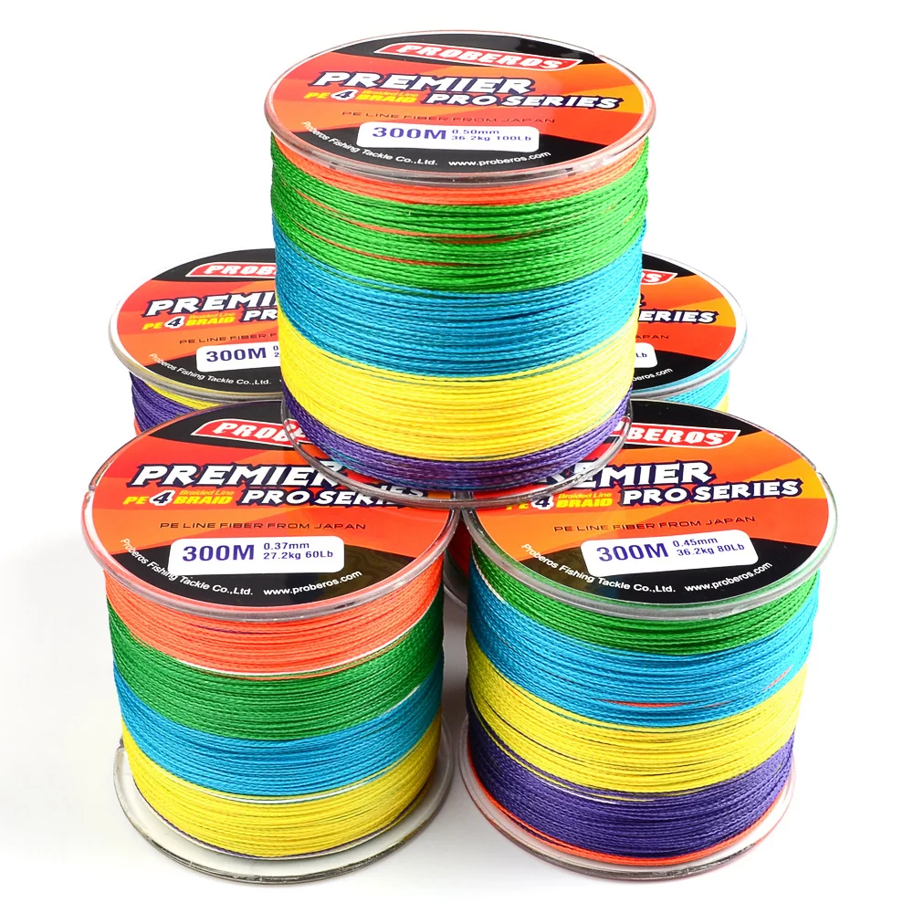 300M Multicolor High TECH Super PE Braided Fishing Line 4 Strands