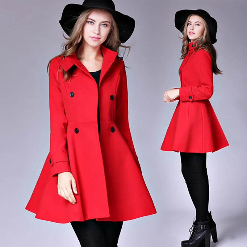 Laine Travail Hiver De Office Rouge Femmes Noir Manteau Noël Bleu Costume Longues Lady Blazer kaki Manches Casual marine Formelle rouge Mélanges Automne Partie pX8qq