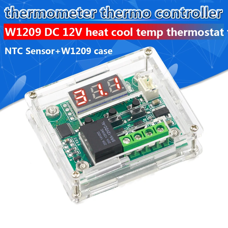 

10PCS W1209 DC 12V heat cool temp thermostat temperature control switch temperature controller thermometer thermo controller