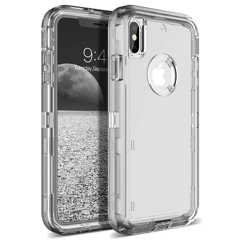 Black Бронированный Жесткий Чехол для iPhone 7, 6, 6s Plus, X, Xs Max, 360 чехол, прозрачный ПК Бампер, милый блестящий чехол s, для iPhone XR, 8 plus, силиконовый чехол - Цвет: Black
