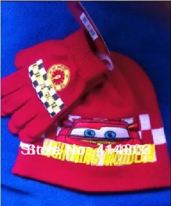 New Arrival Autumn Hats! 1-4Y Kids Spring Red/Black CARS Beanie+ Gloves 2 PIECE Set Childrens Christmas Cap/3sets | Тематическая