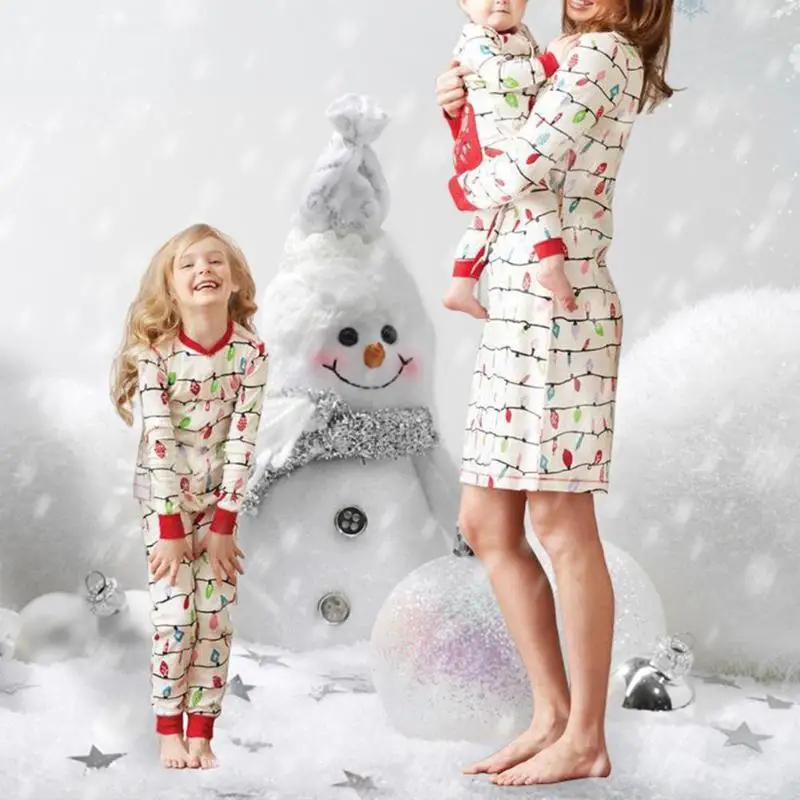

Christmas Family Match Clothes Baby Kids Mother Dress Romper T-shirt Pants